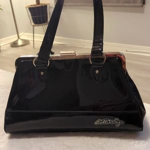 Bettie Page Centerfold Purse in Jet Black Vinyl by Sourpuss